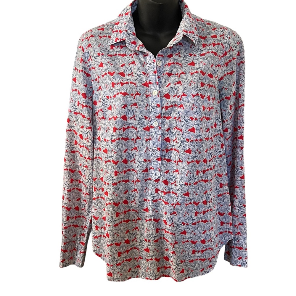 J. Crew Liberty Print‎ Cotton Half Button Down Shirt Blouse size 6